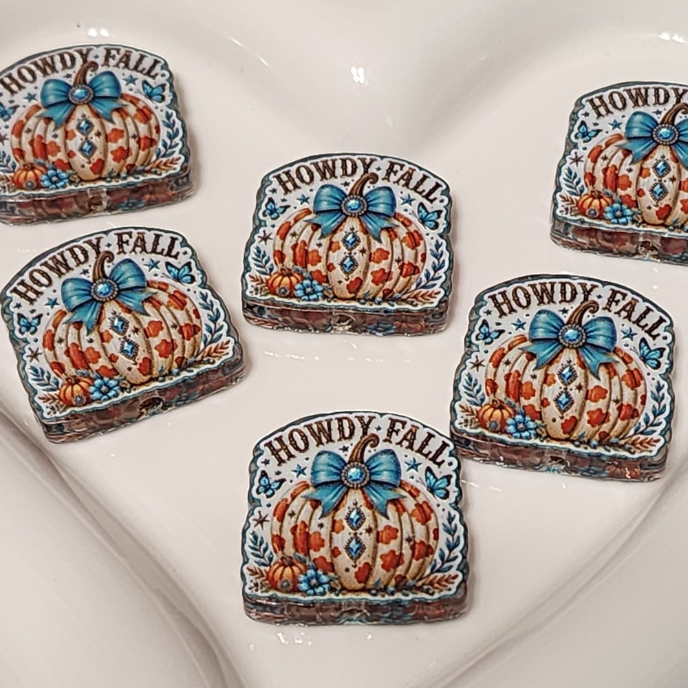 Howdy Fall Beads 2 Pcs Focal Beads Country Beaded Pen Jewelry Making Pumpkin